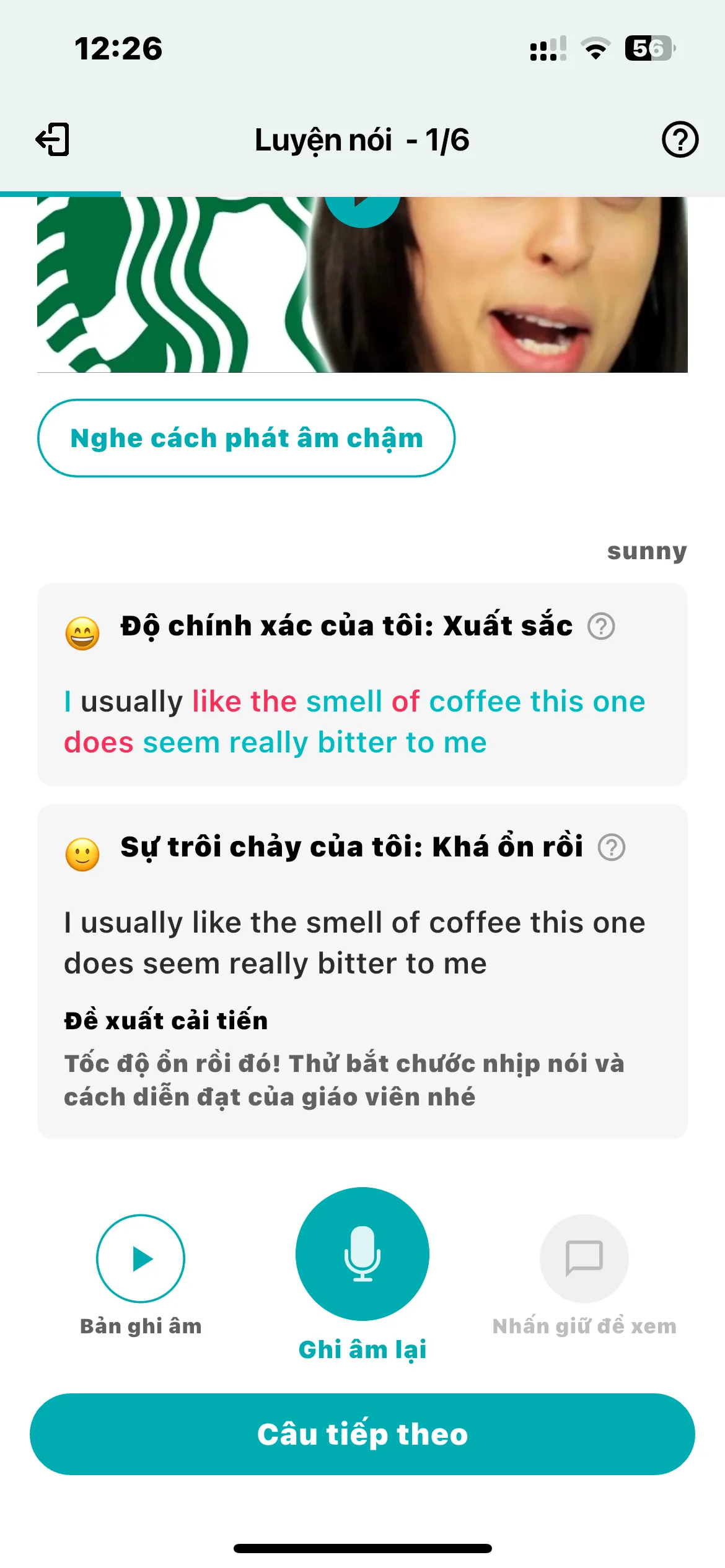 Màn hình Nói – AI chấm độ chính xác khi nói