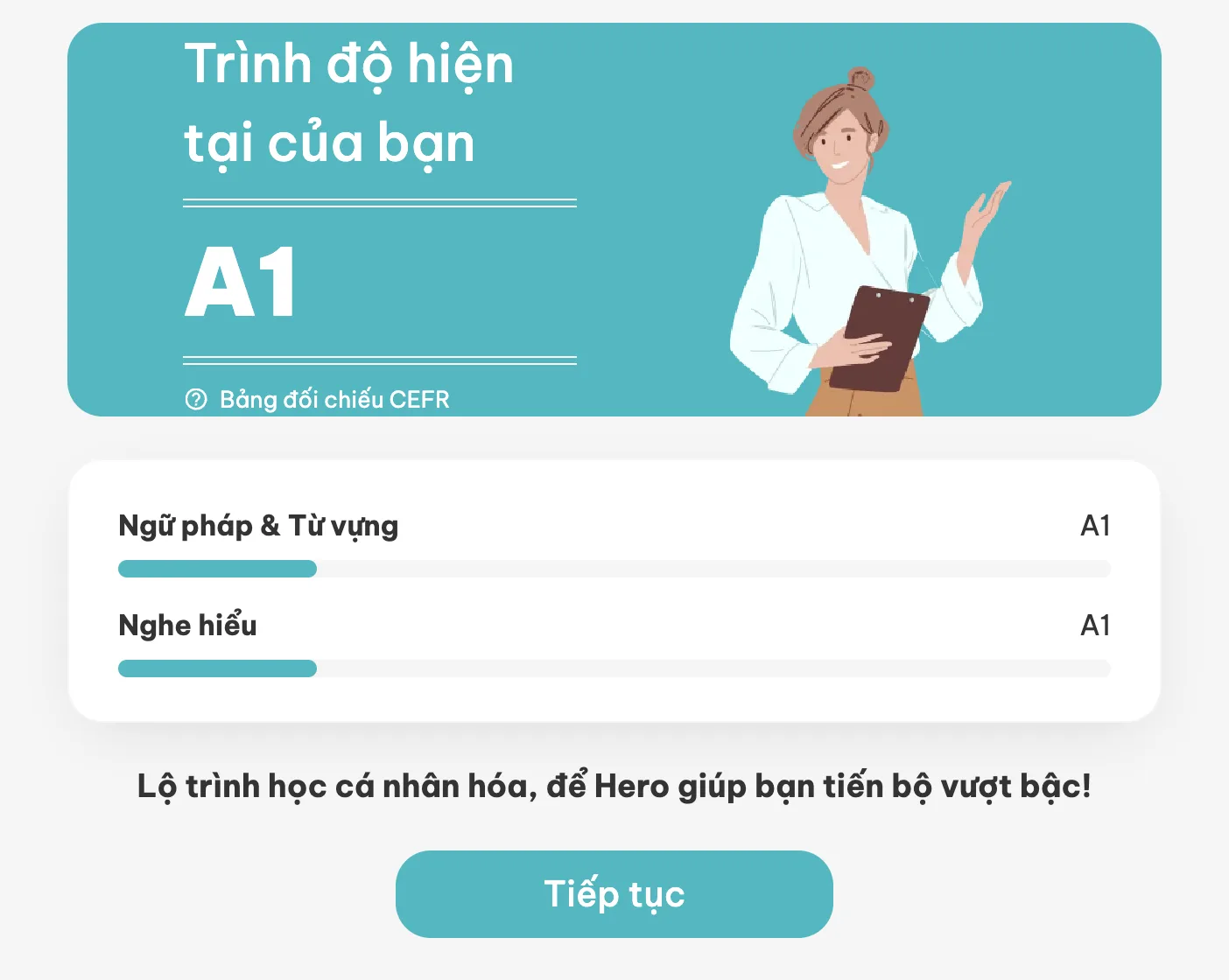 Màn hình đo trình độ của bạn theo khung CEFR